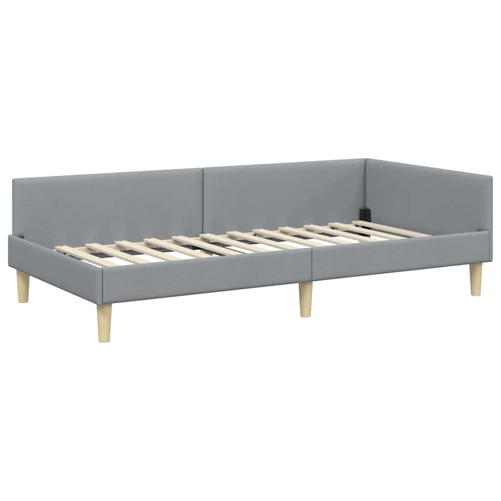 Hjørnesengramme Lysegrå 80 x 200 cm Stof