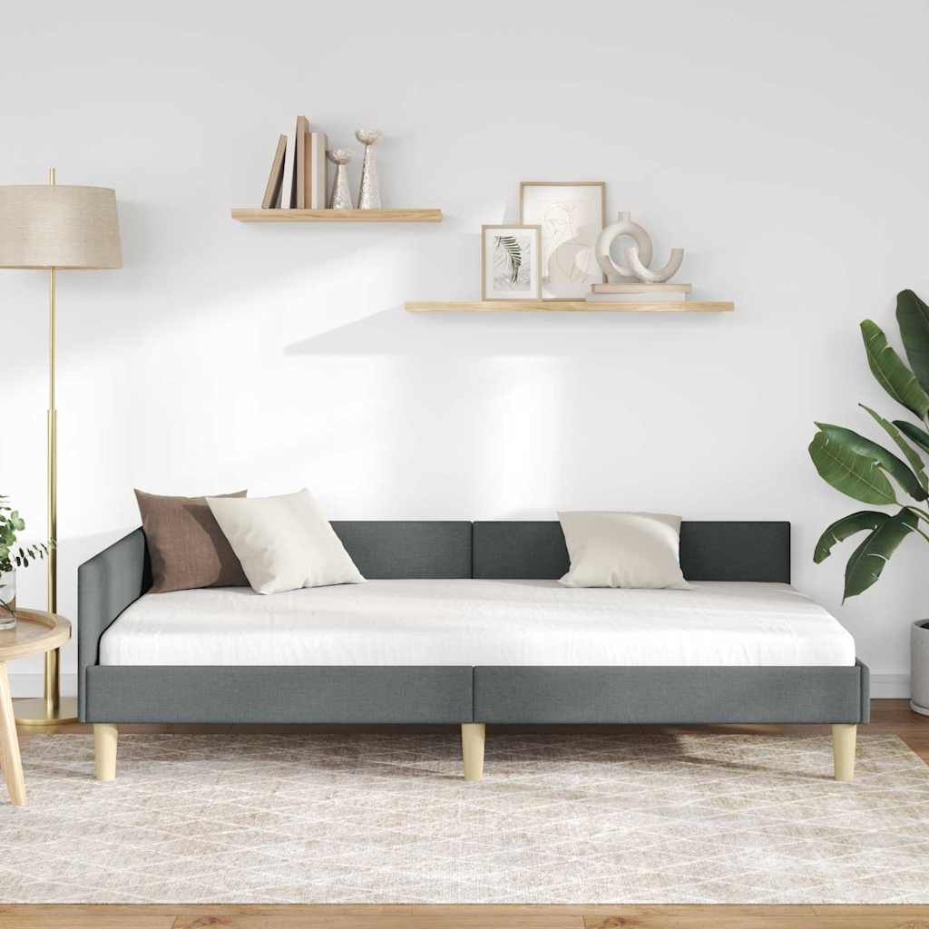 Hjørnesengramme Mørkegrå 80 x 200 cm Stof
