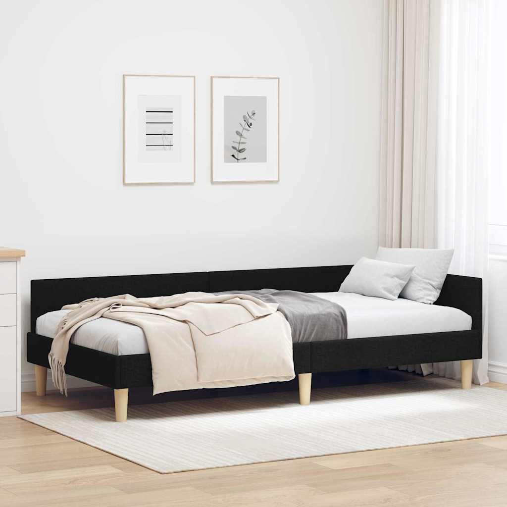Hjørnesengramme Sort 80 x 200 cm Stof