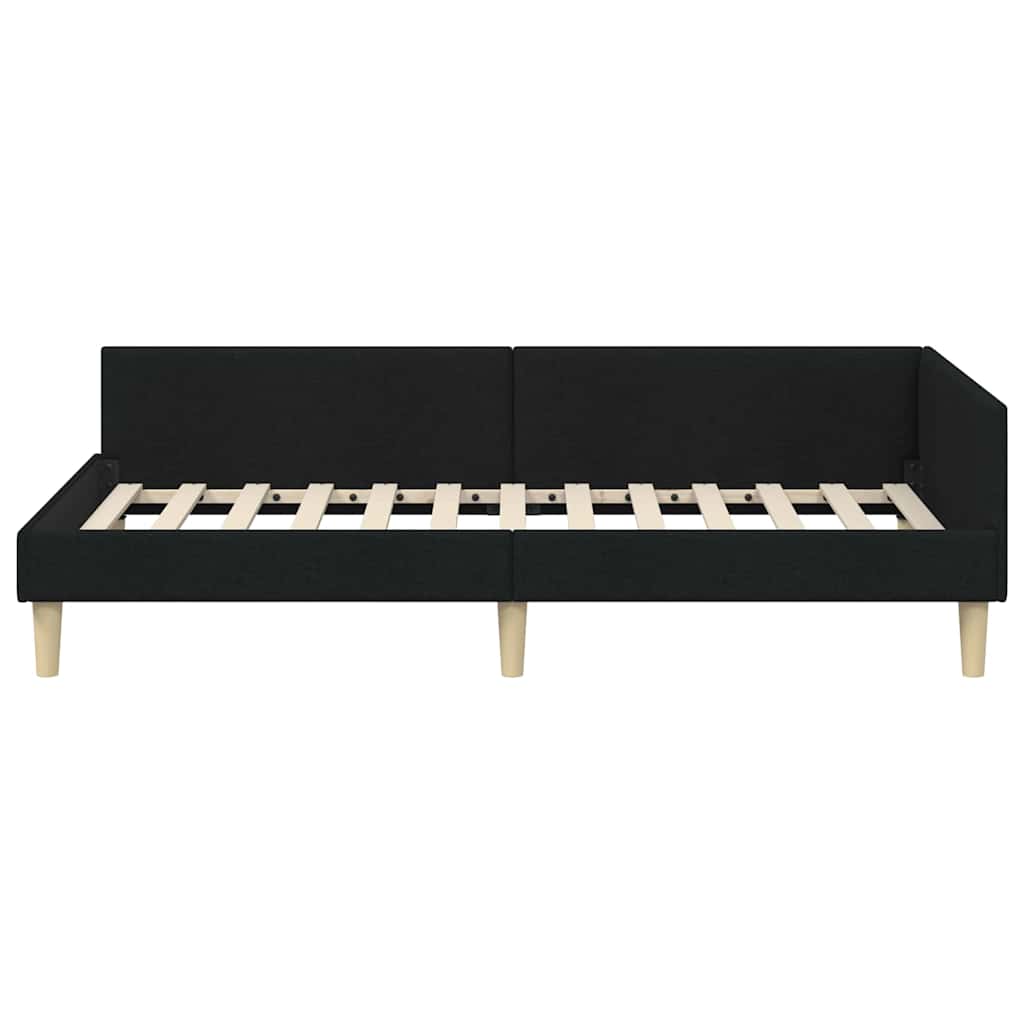 Hjørnesengramme Sort 80 x 200 cm Stof