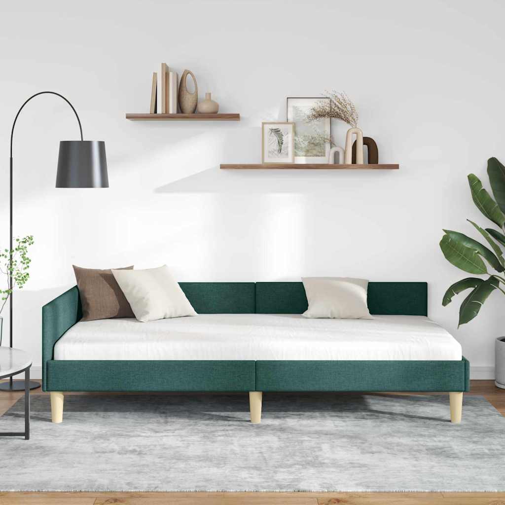 Hjørnesengramme Mørkegrøn 80 x 200 cm Stof