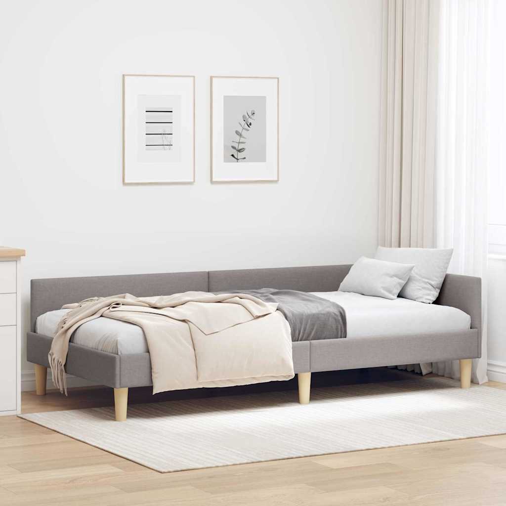 Hjørnesengramme Gråbrun 80 x 200 cm Stof