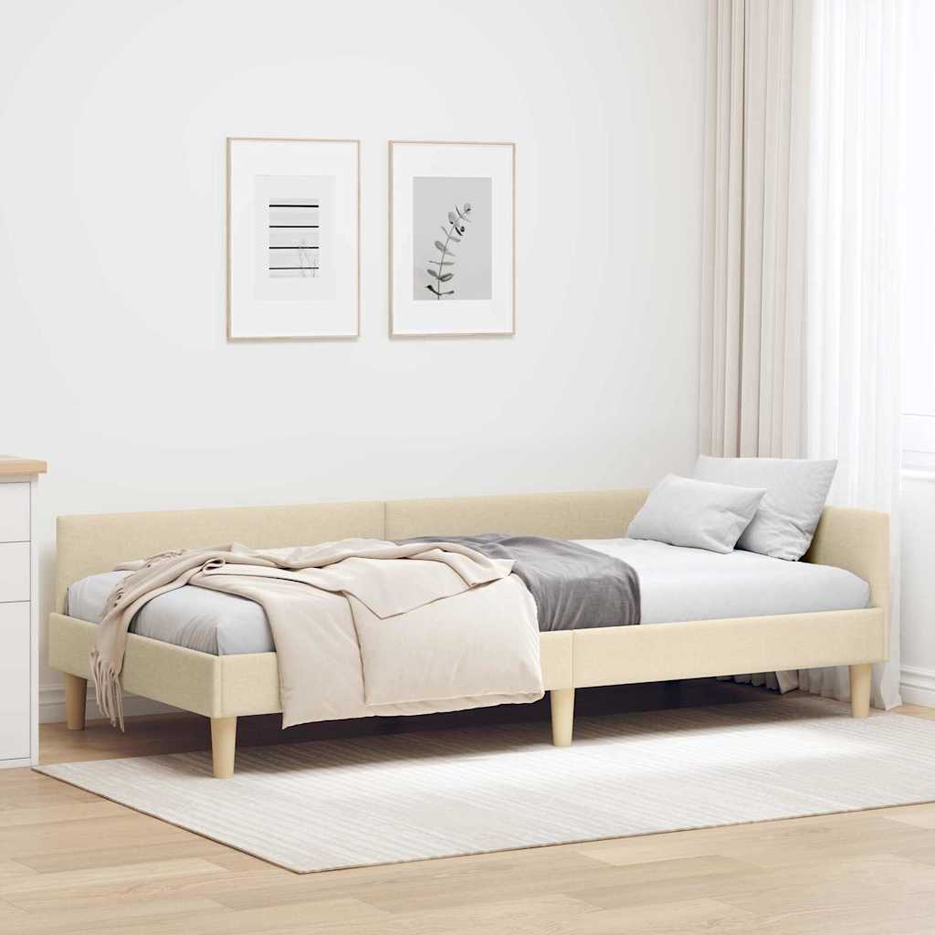 Hjørnesengramme Creme 80 x 200 cm Stof