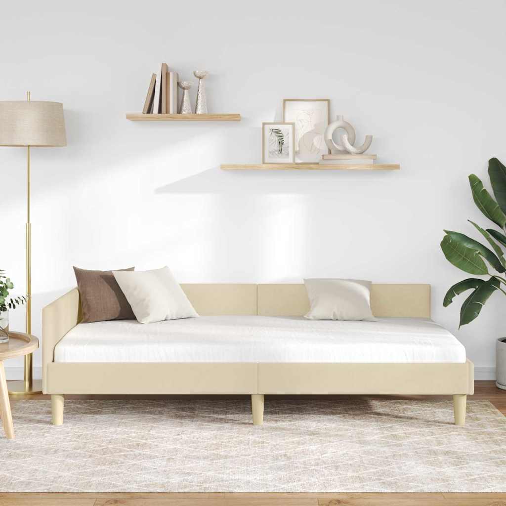 Hjørnesengramme Creme 80 x 200 cm Stof