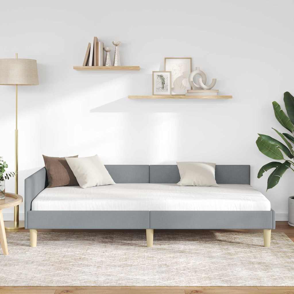 Hjørnesengramme Lysegrå 90 x 190 cm Stof