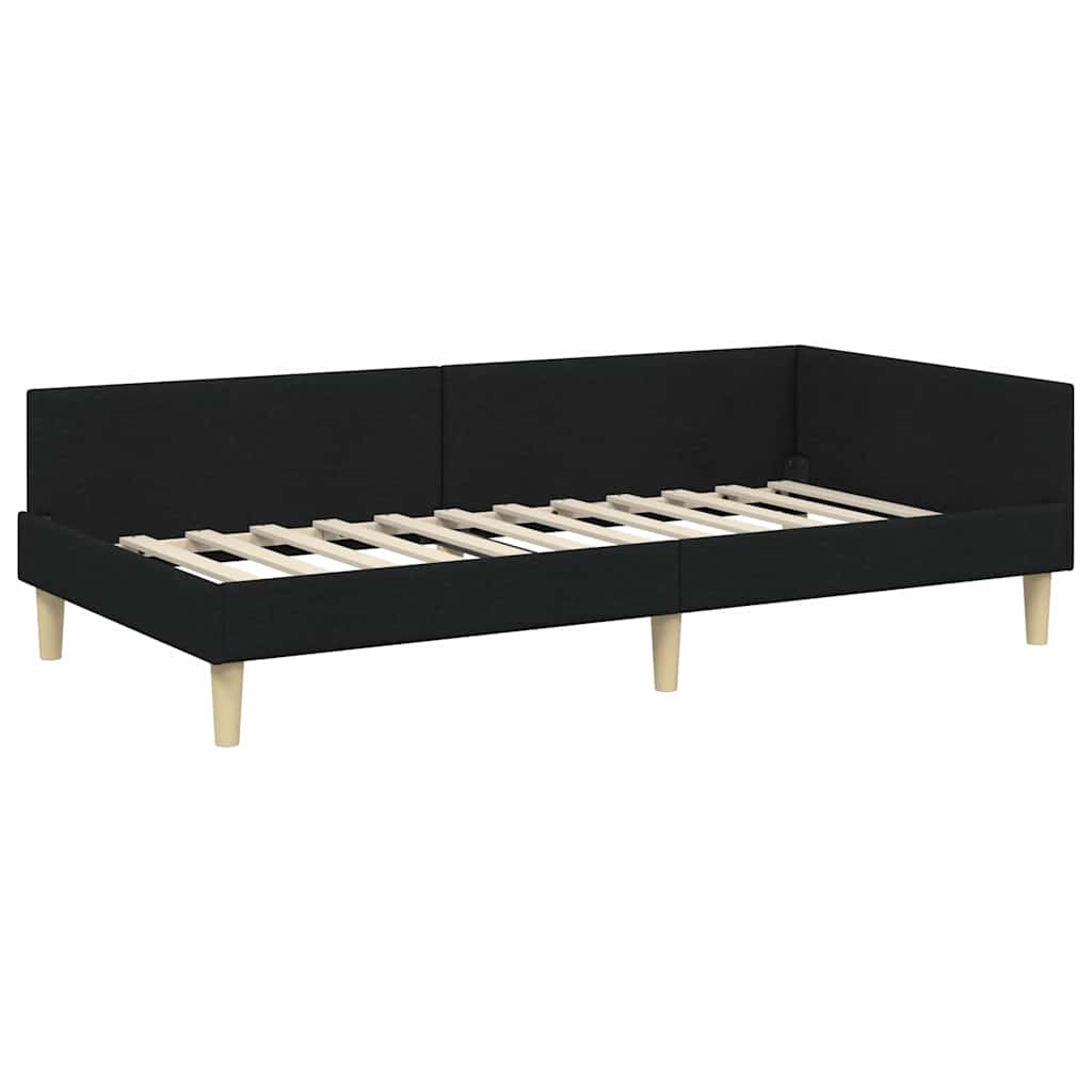 Hjørnesengramme Sort 90 x 190 cm Stof