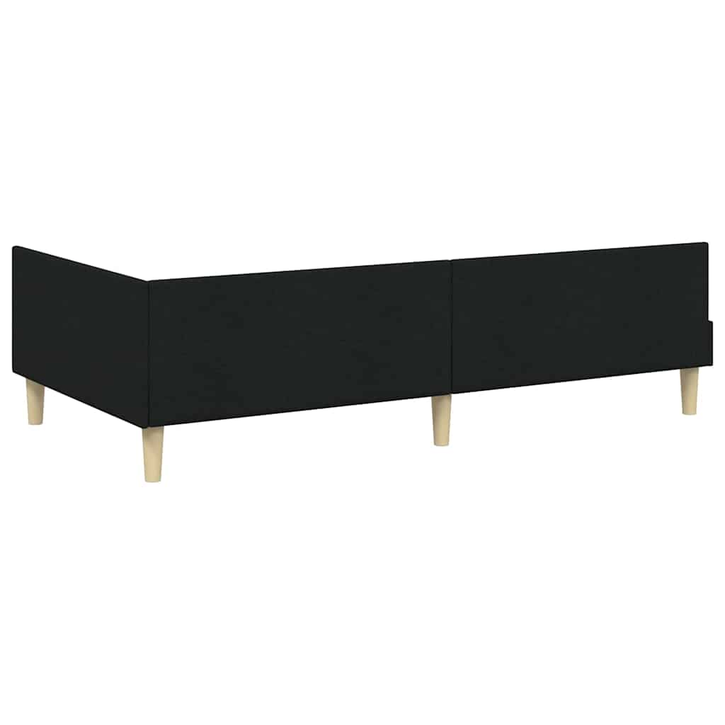 Hjørnesengramme Sort 90 x 190 cm Stof