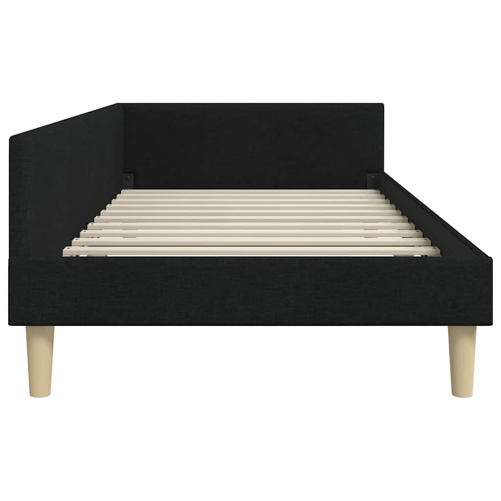 Hjørnesengramme Sort 90 x 190 cm Stof