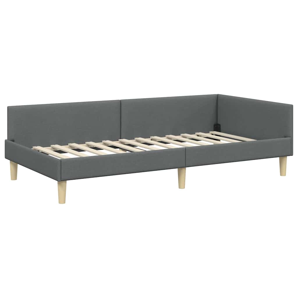 Hjørnesengramme Mørkegrå 100 x 200 cm Stof