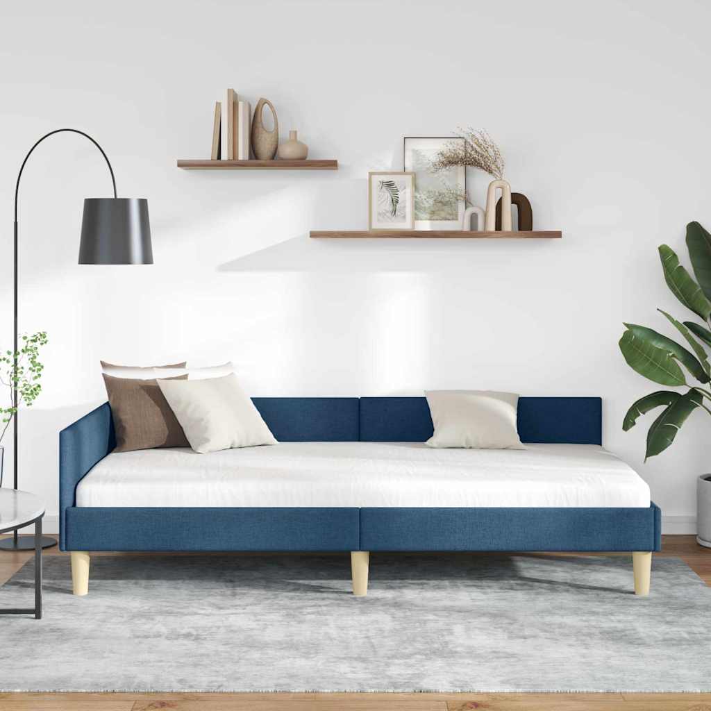 Hjørnesengramme Blå 100 x 200 cm Stof