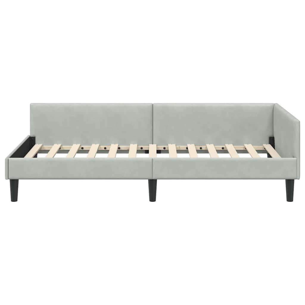 Hjørnesengramme med hovedgærde Lysegrå 80 cm x 200 cm Fløjl