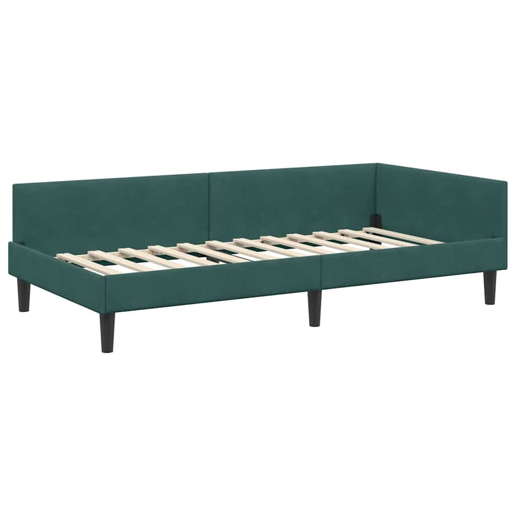 Hjørnesengramme med hovedgærde Mørkegrøn 80 cm x 200 cm Fløjl