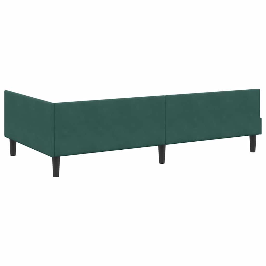 Hjørnesengramme med hovedgærde Mørkegrøn 80 cm x 200 cm Fløjl