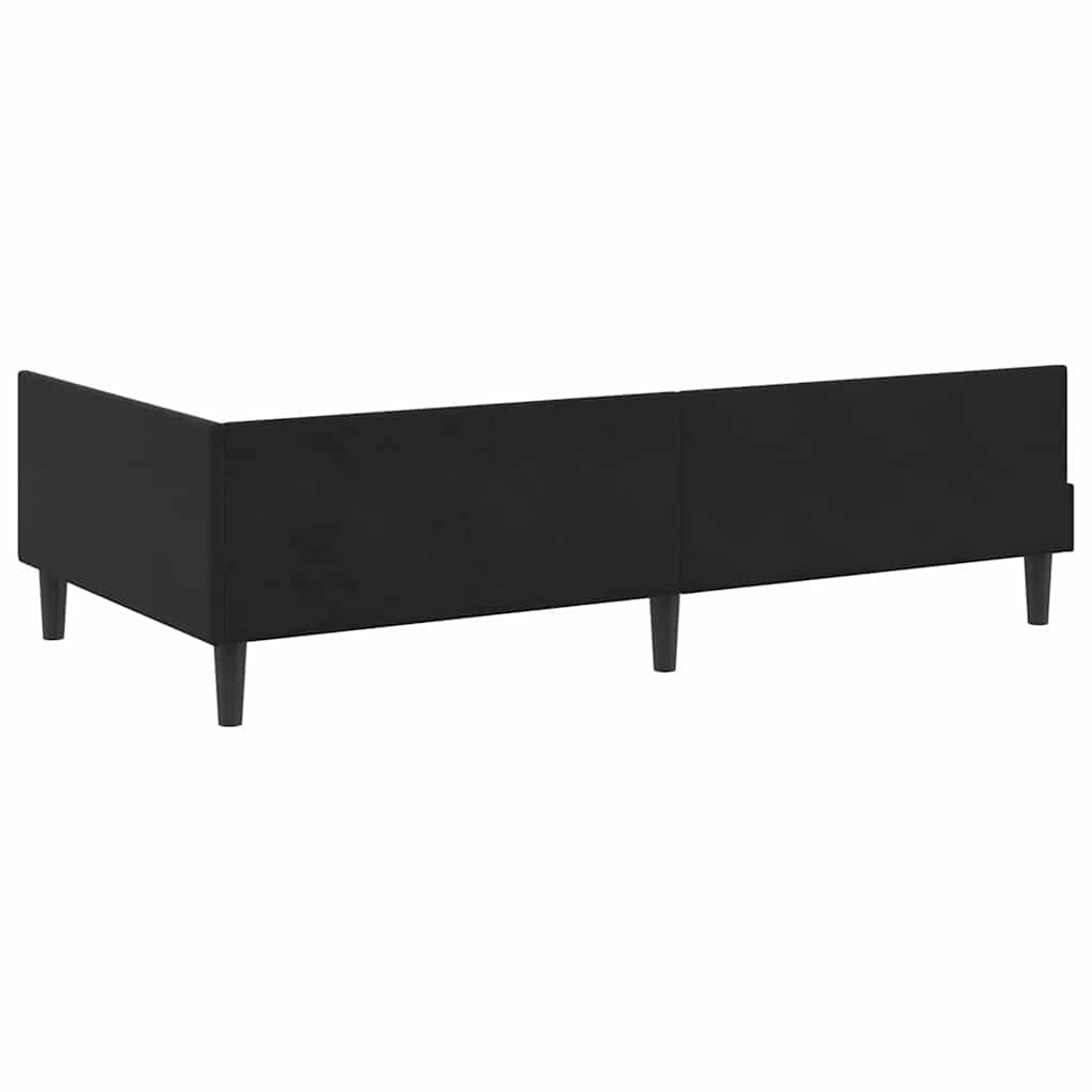 Hjørnesengramme med hovedgærde Sort 80 cm x 200 cm Fløjl