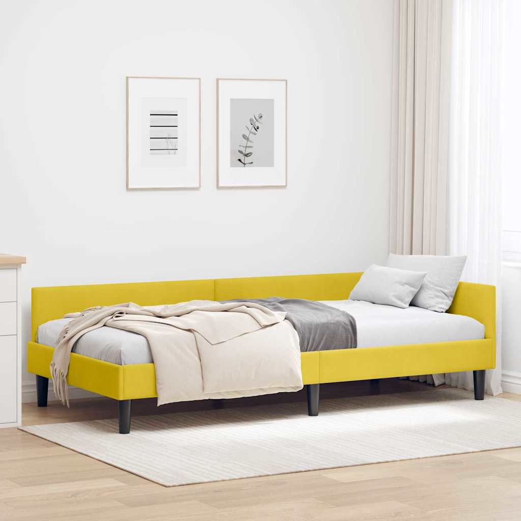 Hjørnesengramme med hovedgærde Gul 80 cm x 200 cm Fløjl