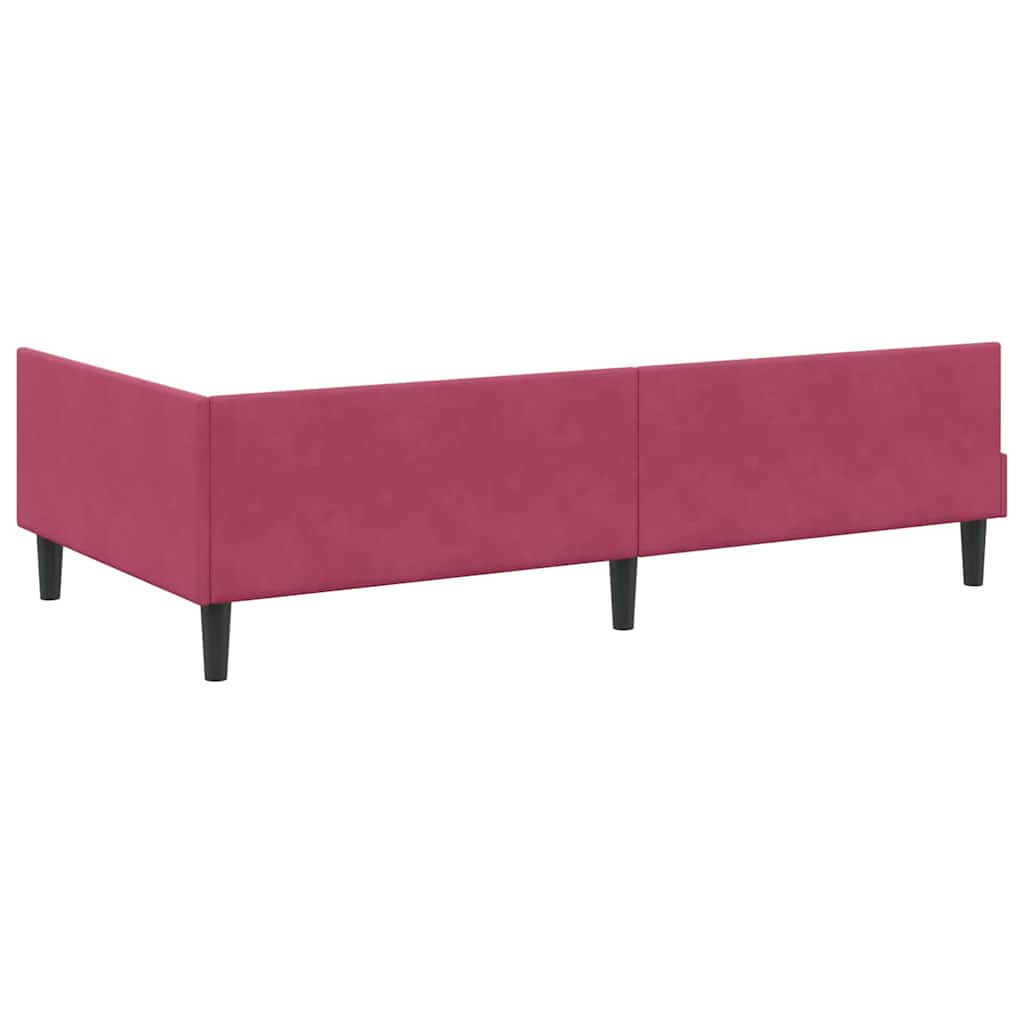 Hjørnesengramme med hovedgærde Vinrød 90 cm x 190 cm Fløjl