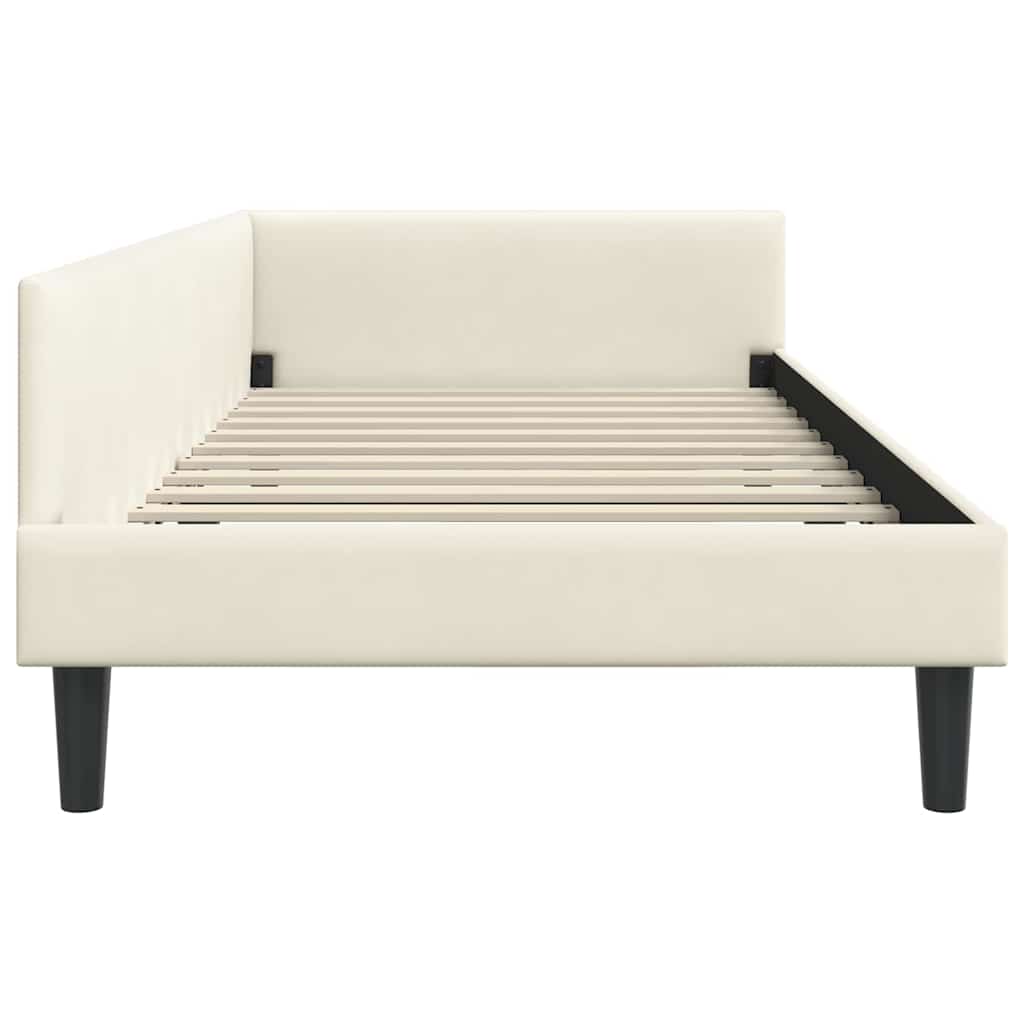 Hjørnesengramme med hovedgærde Creme 90 cm x 190 cm Fløjl