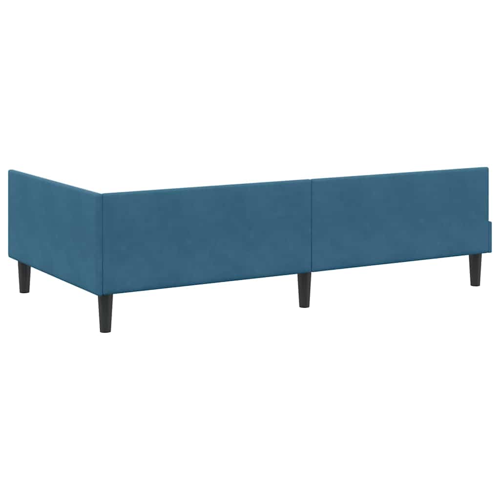 Hjørnesengramme med hovedgærde Blå 90 cm x 200 cm Fløjl