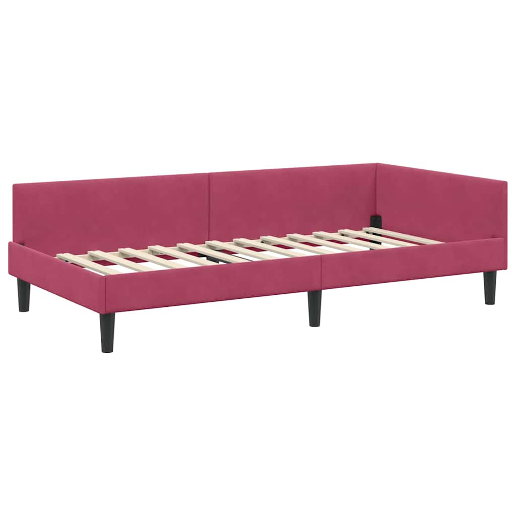 Hjørnesengramme med hovedgærde Vinrød 90 cm x 200 cm Fløjl