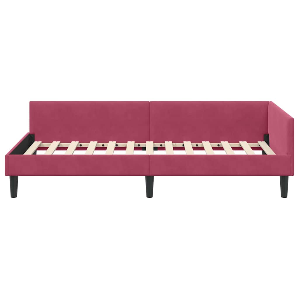 Hjørnesengramme med hovedgærde Vinrød 90 cm x 200 cm Fløjl