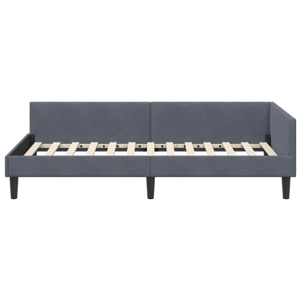 Hjørnesengramme med hovedgærde Mørkegrå 100 cm x 200 cm Fløjl