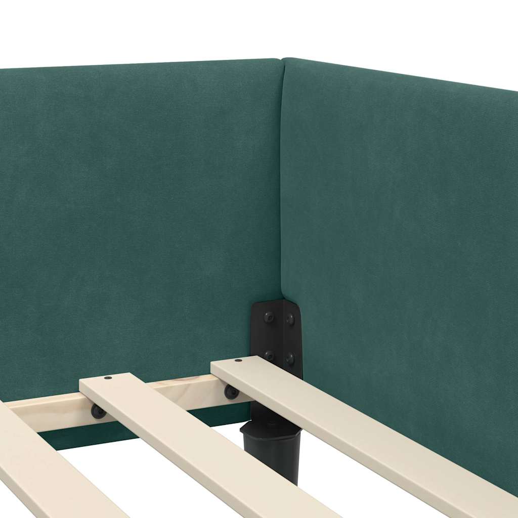 Hjørnesengramme med hovedgærde Mørkegrøn 100 cm x 200 cm Fløjl