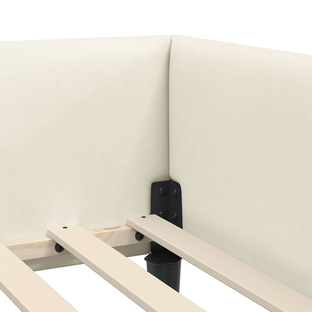 Hjørnesengramme med hovedgærde Creme 100 cm x 200 cm Fløjl