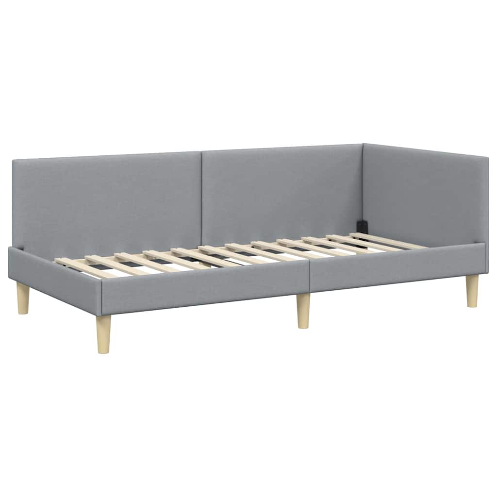 Hjørnesengramme Lysegrå 80 cm x 200 cm Stof og krydsfiner