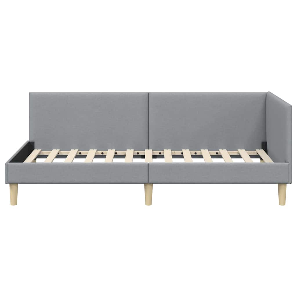 Hjørnesengramme Lysegrå 80 cm x 200 cm Stof og krydsfiner