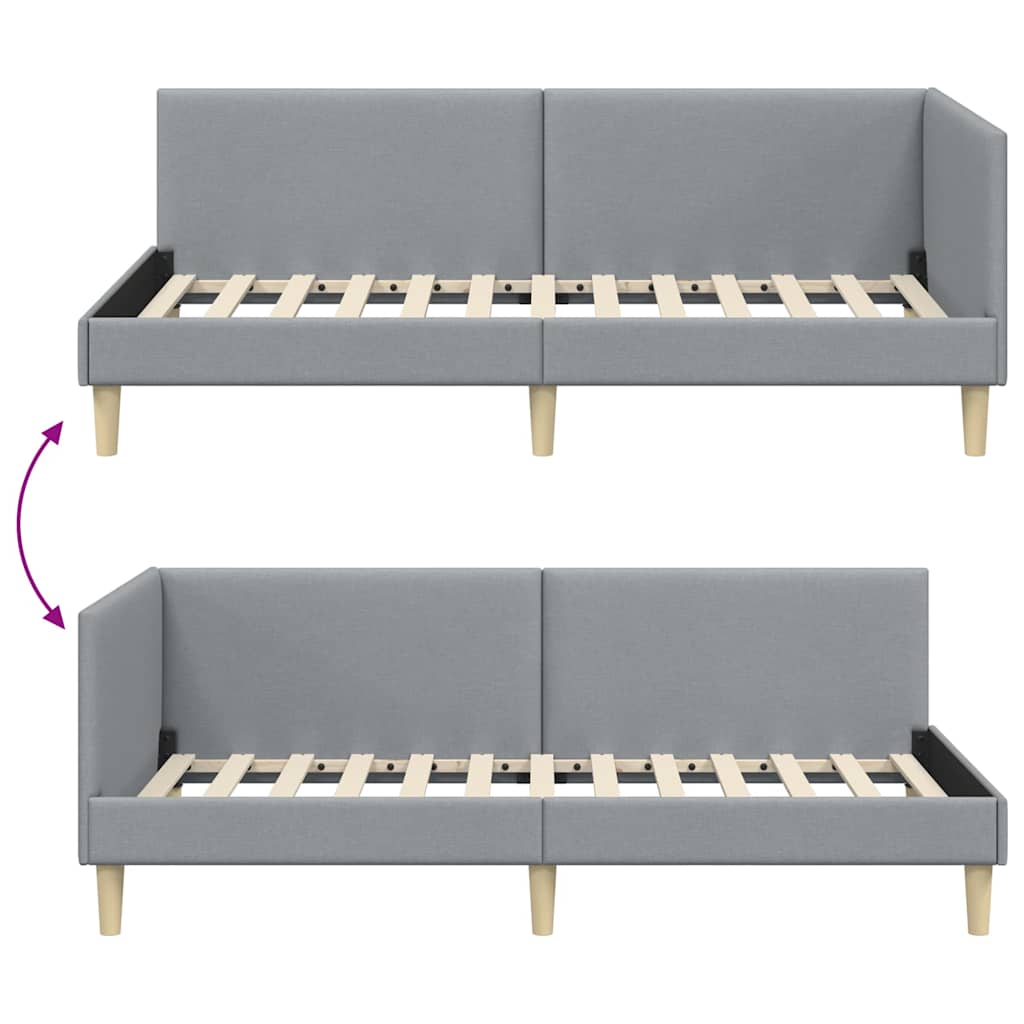 Hjørnesengramme Lysegrå 80 cm x 200 cm Stof og krydsfiner