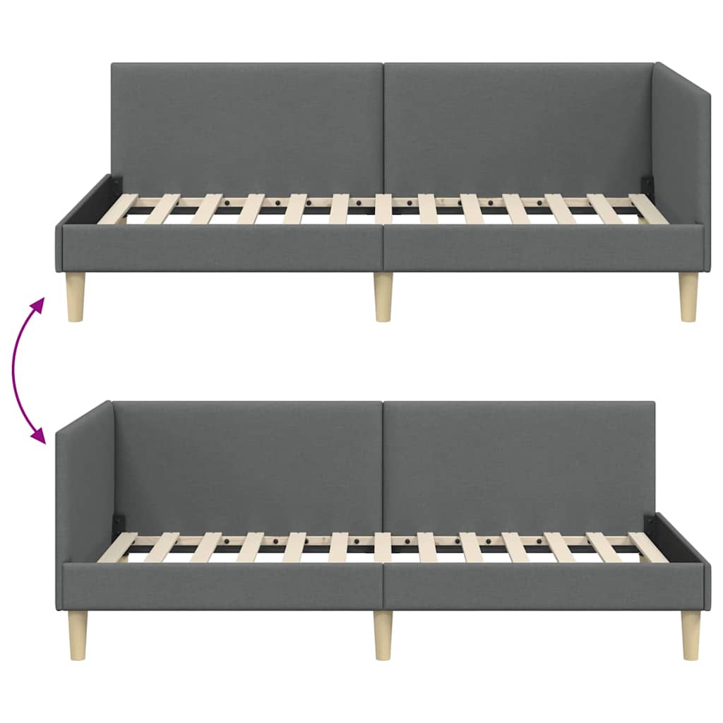 Hjørnesengramme Mørkegrå 80 cm x 200 cm Stof og krydsfiner