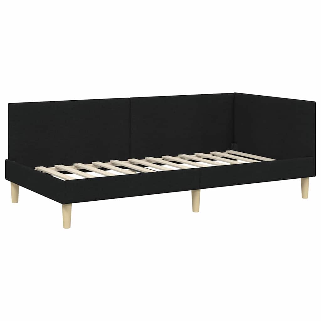 Hjørnesengramme Sort 80 cm x 200 cm Stof og krydsfiner