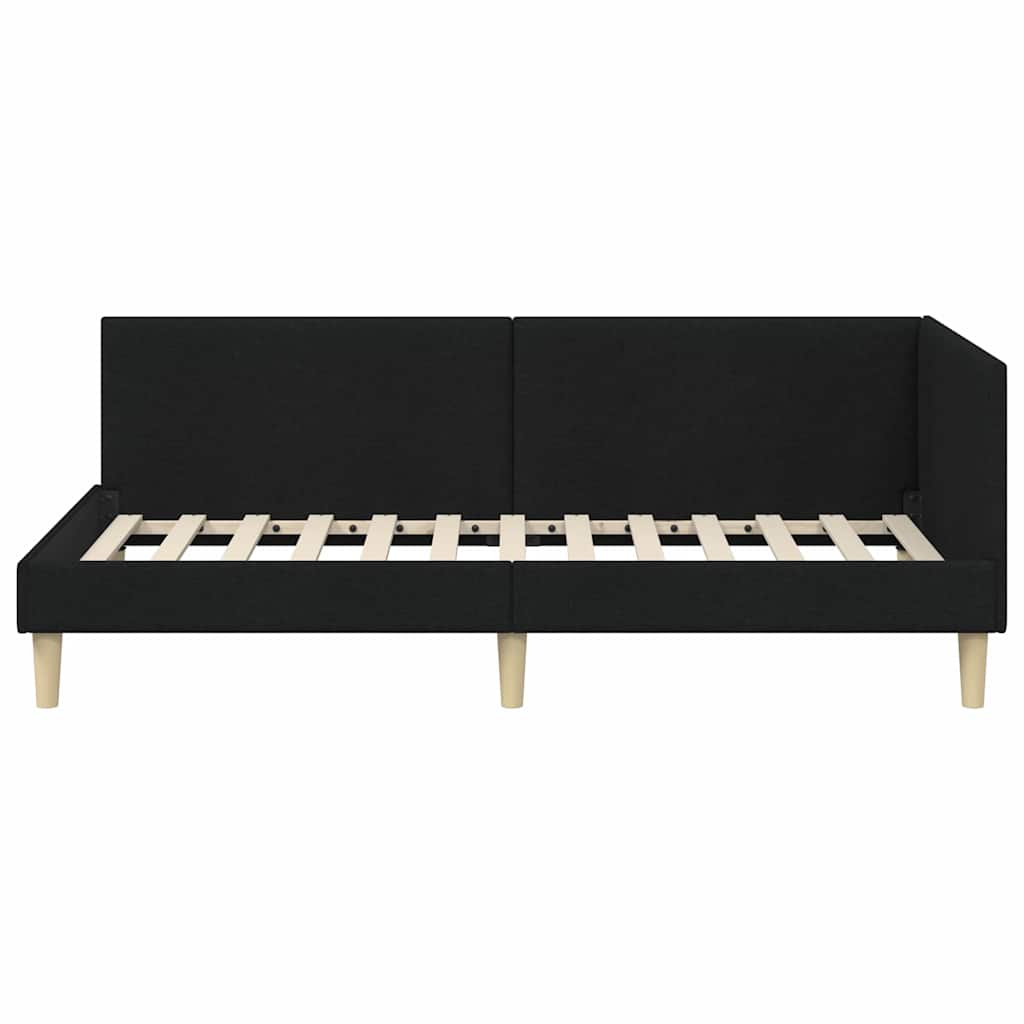 Hjørnesengramme Sort 80 cm x 200 cm Stof og krydsfiner
