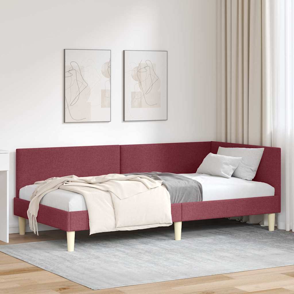 Hjørnesengramme Vinrød 80 cm x 200 cm Stof og krydsfiner