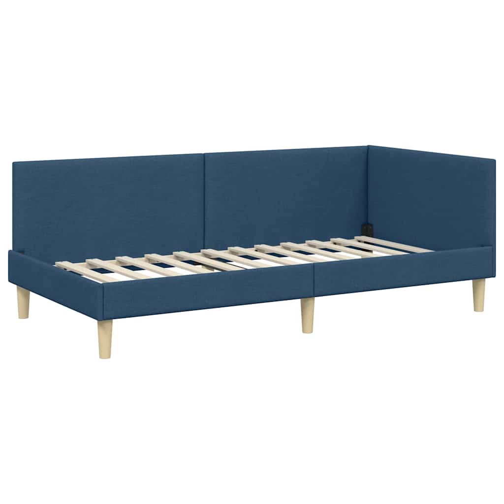 Hjørnesengramme Blå 80 cm x 200 cm Stof og krydsfiner