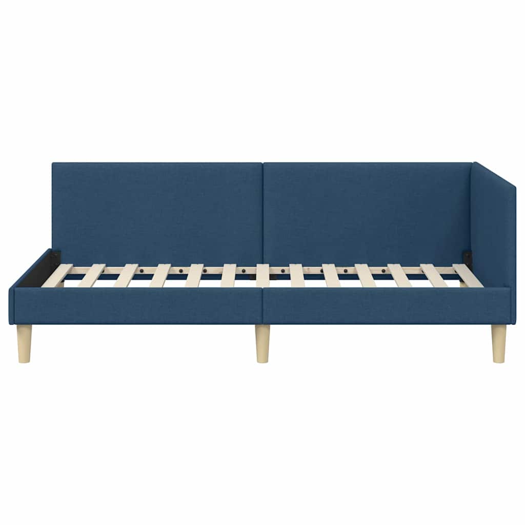 Hjørnesengramme Blå 80 cm x 200 cm Stof og krydsfiner