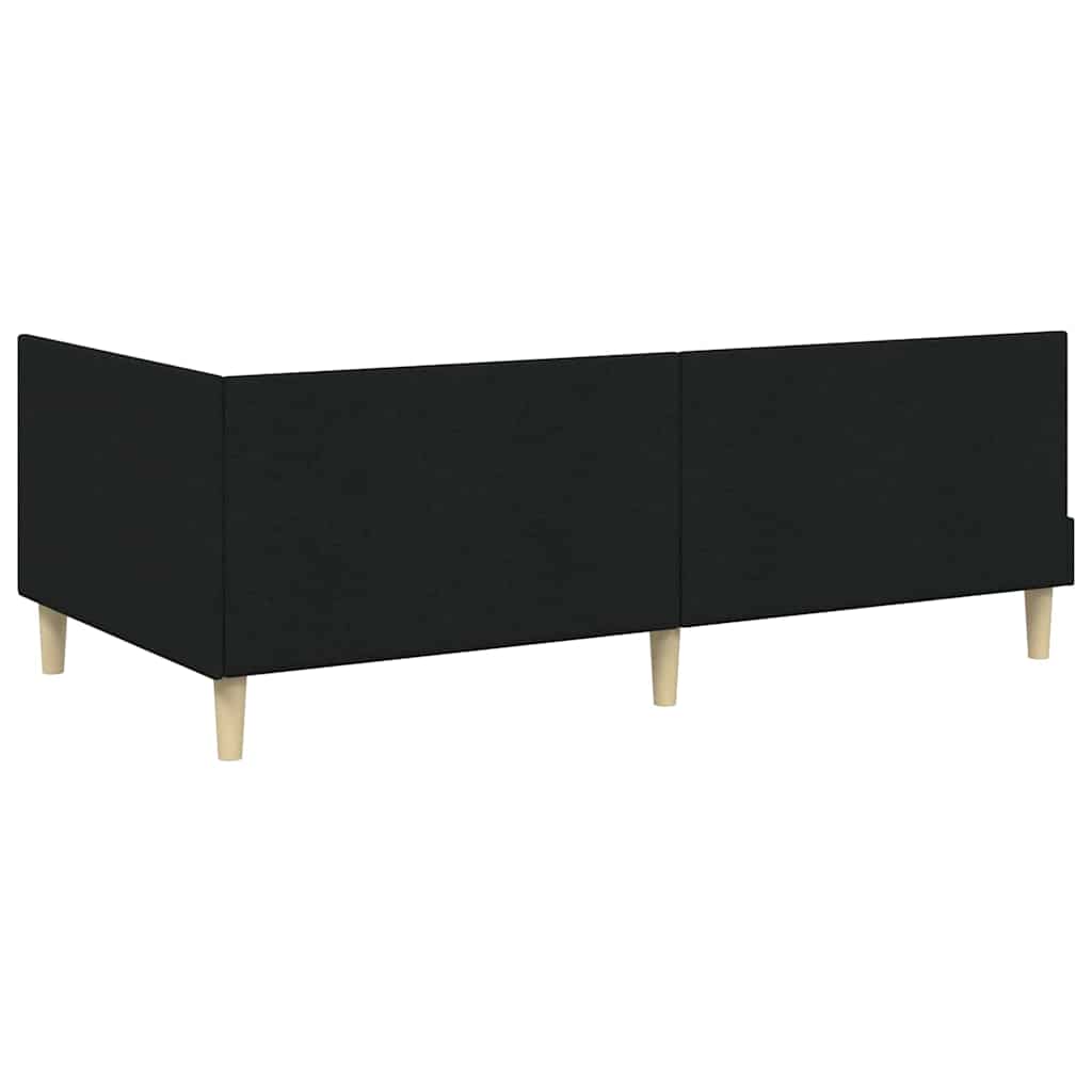 Hjørnesengramme Sort 90 cm x 190 cm Stof og krydsfiner