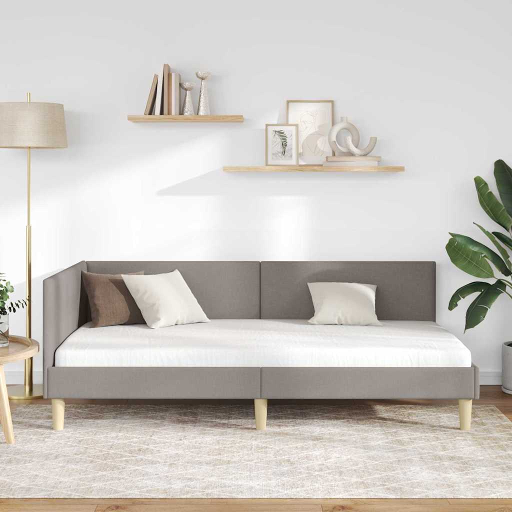 Hjørnesengramme Gråbrun 90 cm x 190 cm Stof og krydsfiner