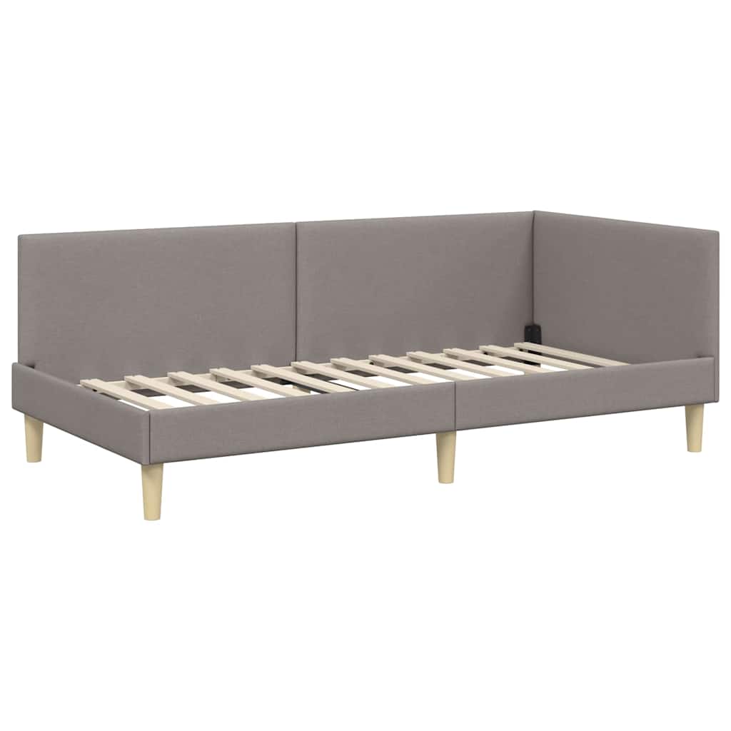 Hjørnesengramme Gråbrun 90 cm x 190 cm Stof og krydsfiner