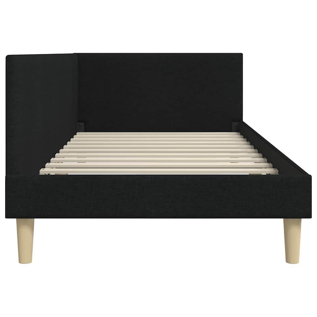 Hjørnesengramme Sort 90 cm x 200 cm Stof og krydsfiner