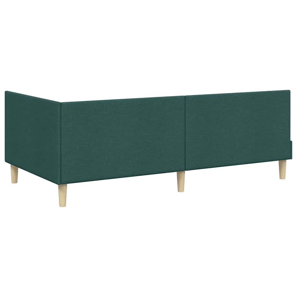 Hjørnesengramme Mørkegrøn 90 cm x 200 cm Stof og krydsfiner