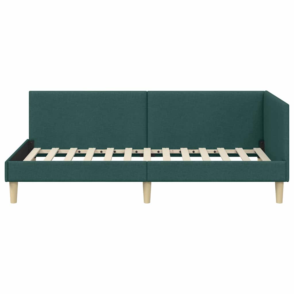 Hjørnesengramme Mørkegrøn 90 cm x 200 cm Stof og krydsfiner