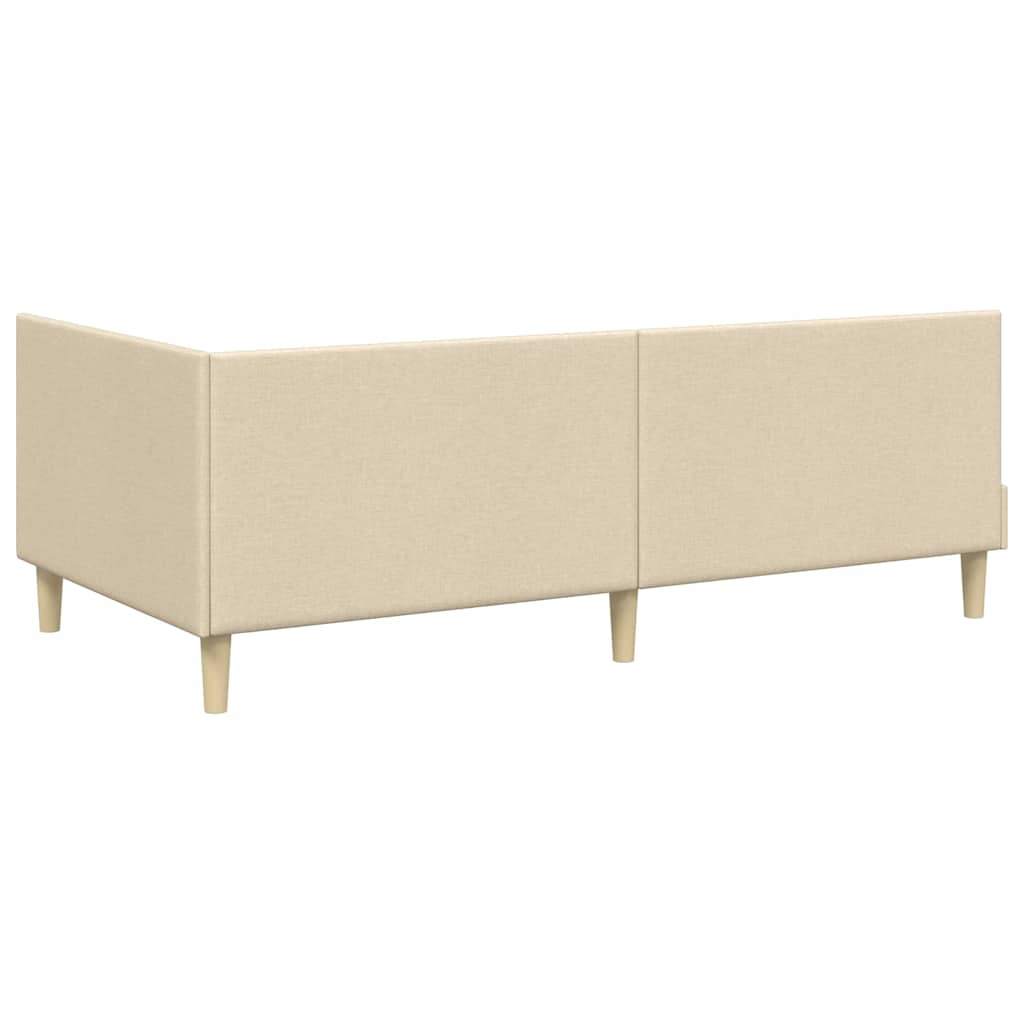 Hjørnesengramme Creme 90 cm x 200 cm Stof og krydsfiner