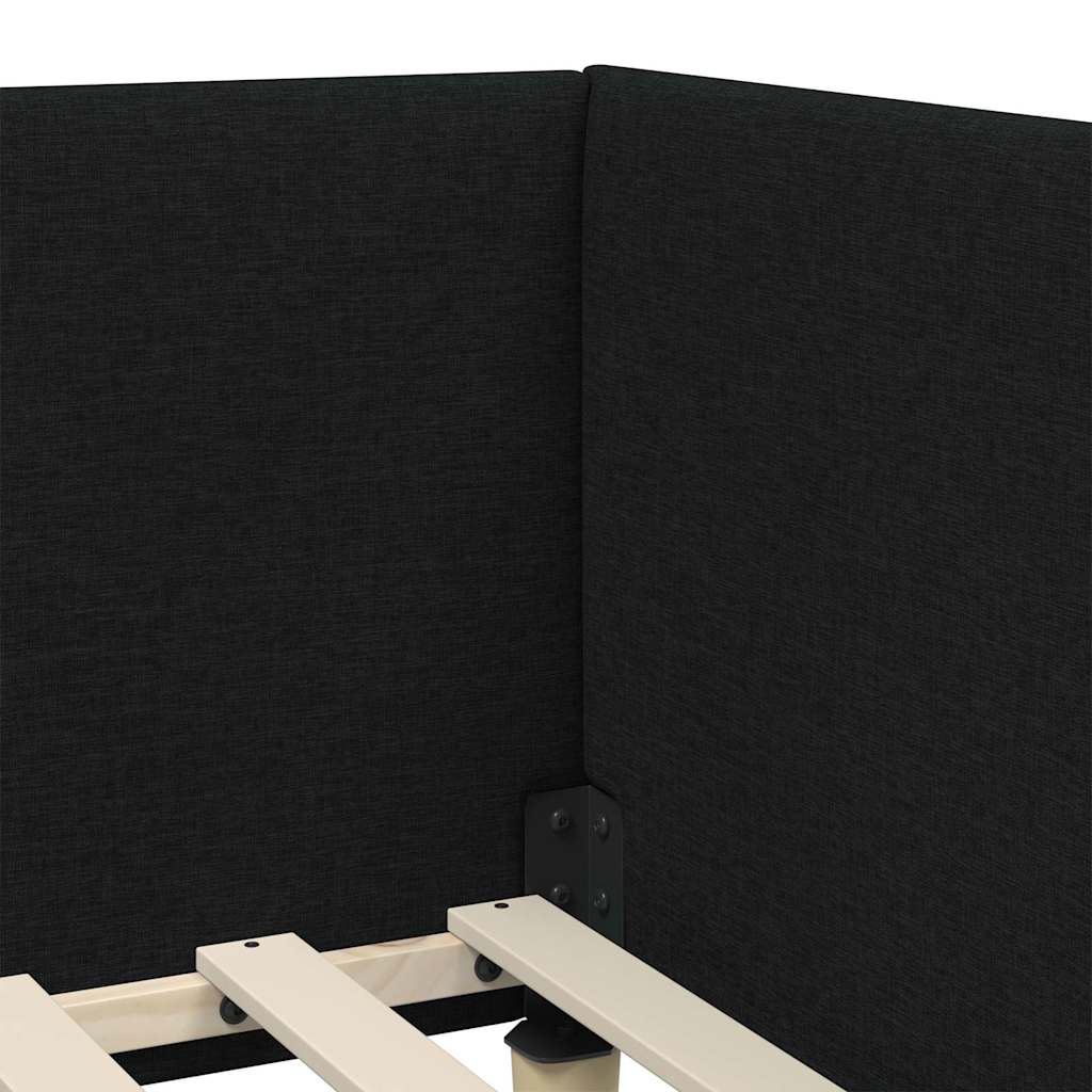 Hjørnesengramme Sort 100 cm x 200 cm Stof og krydsfiner
