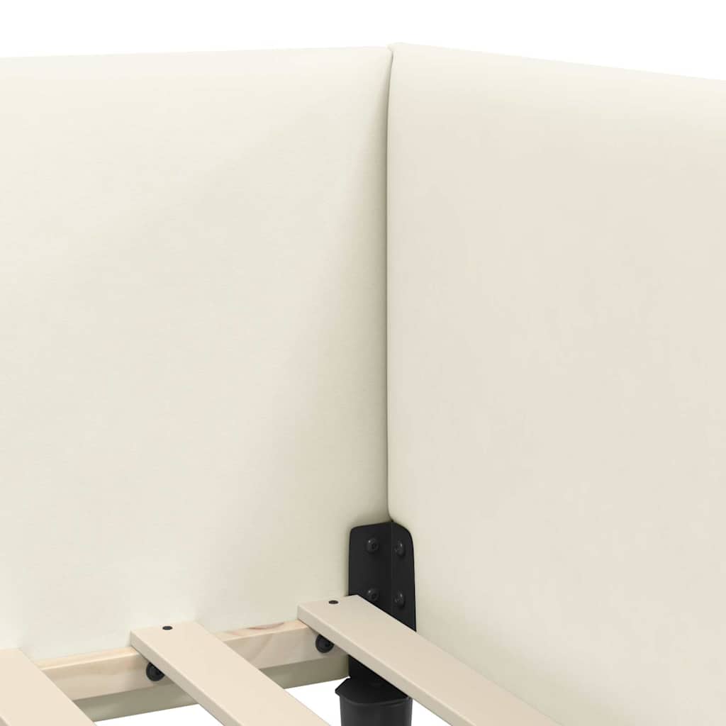 Hjørnesengramme med hovedgærde Creme 80 cm x 200 cm Fløjl