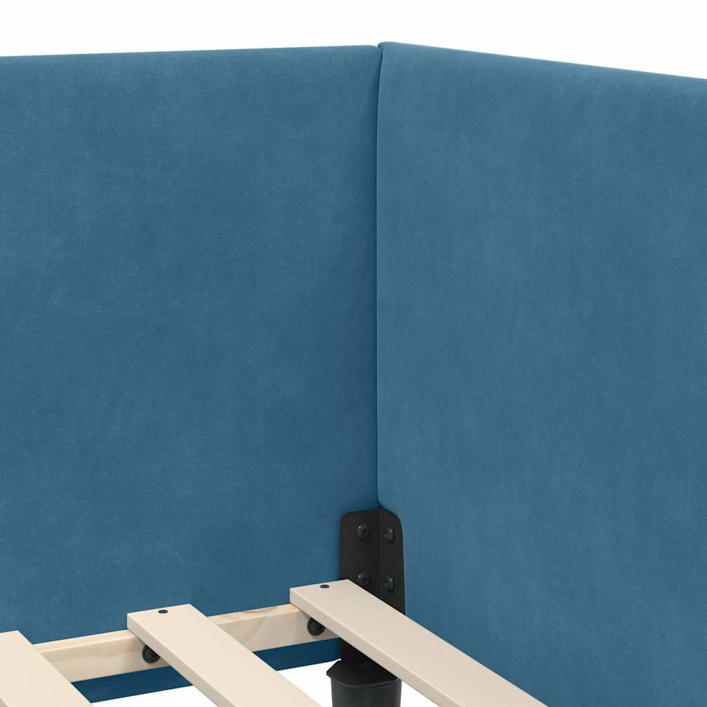 Hjørnesengramme med hovedgærde Blå 100 cm x 200 cm Fløjl