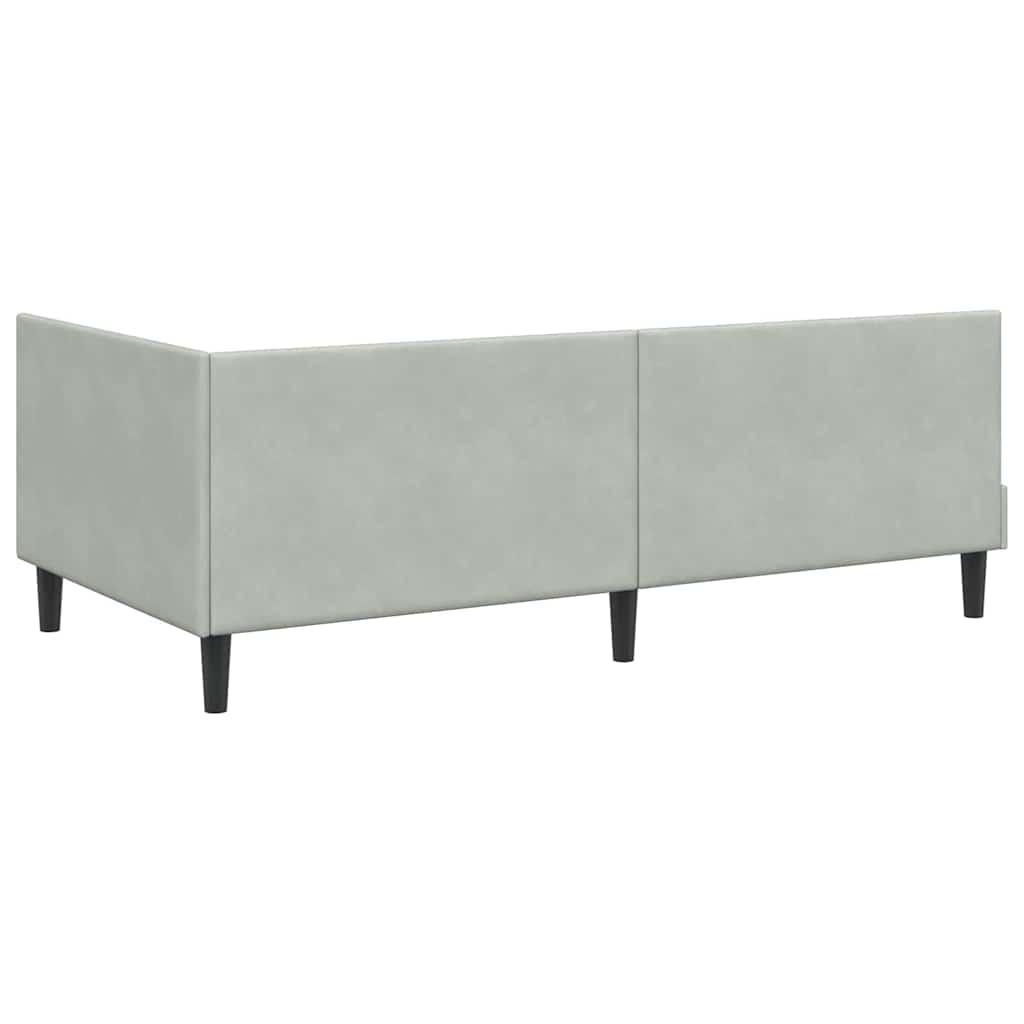 Hjørnesengramme med hovedgærde Lysegrå 100 cm x 200 cm Fløjl