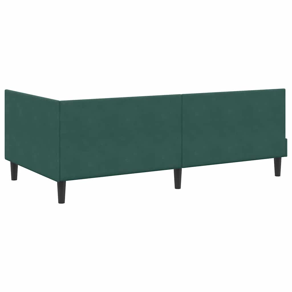 Hjørnesengramme med hovedgærde Mørkegrøn 100 cm x 200 cm Fløjl