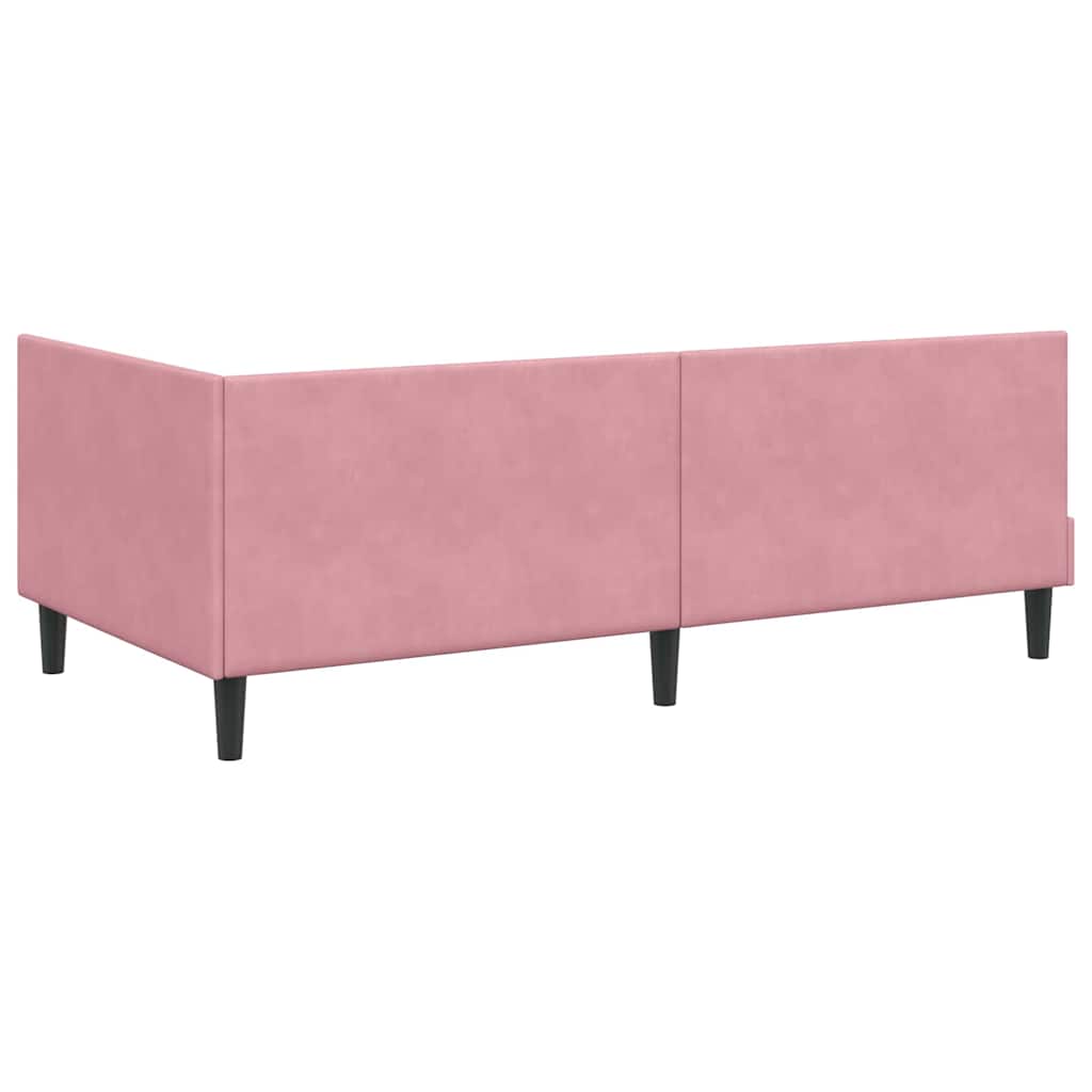 Hjørnesengramme med hovedgærde Lyserød 100 cm x 200 cm Fløjl