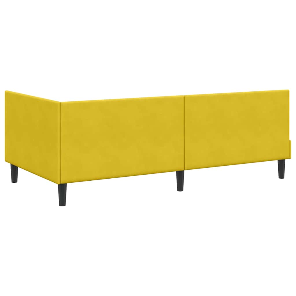 Hjørnesengramme med hovedgærde Gul 100 cm x 200 cm Fløjl